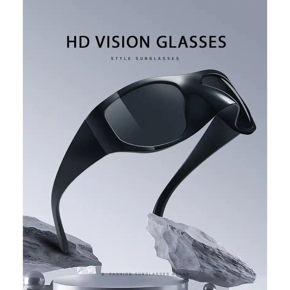 Black Statement Shield Sunglasses - Picture 4 of 12